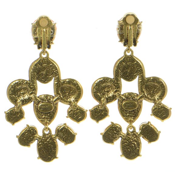 Vintage Oscar de la Renta Multi-stone Drop Earrings - Picture 3 of 5